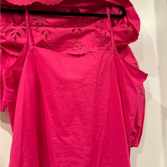 J CREW XL Fuchsia Pink Embroidered Eyelet blouse - Picture 7 of 10